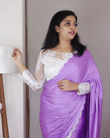 Buy Trendy Lavender Saree Online in India | Designer Sarees Online