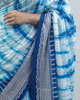 Blue Tie & Dye Shibori Print Saree Online | Buy Printed Designer Sarees Online