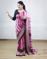 Maroon Tie and Dye Shibori Print Saree Online | Buy Latest Indian Designer Printed Sarees Online