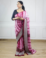 Maroon Tie and Dye Shibori Print Saree Online | Buy Latest Indian Designer Printed Sarees Online