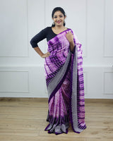 Purple Tie & Dye shibori Print Saree Online | Printed Sarees Online