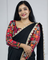 Black Cotton Silk Saree Online | Cotton Plain Sarees Online