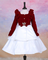 Elegant Maroon & White Party Frock