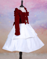 Elegant Maroon & White Party Frock