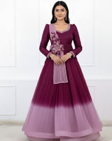 Blush Plum Harmony Gown with Twirled Detachable Floral Belt