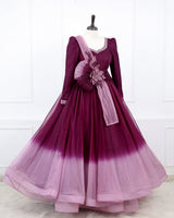 Blush Plum Harmony Gown with Twirled Detachable Floral Belt