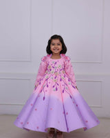 Dreamy Pink Lavender Bloom Panel Gown