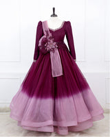 Blush Plum Harmony Gown with Twirled Detachable Floral Belt