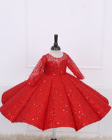 Wine Red Full Sleeve Sequence Panel Gown