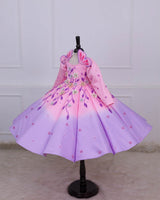 Dreamy Pink Lavender Bloom Panel Gown