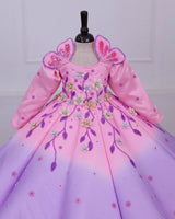 Dreamy Pink Lavender Bloom Panel Gown