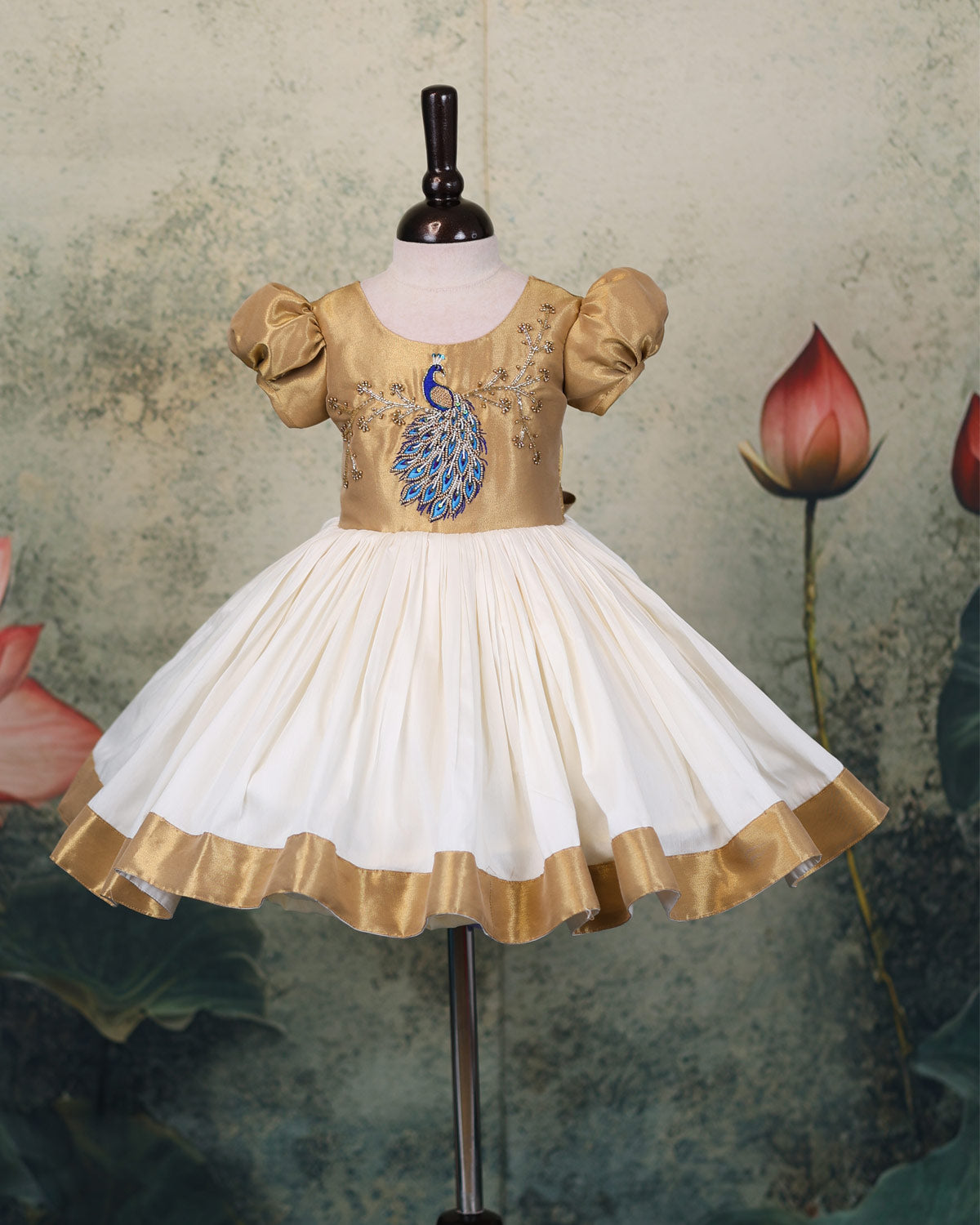 Buy Kids Elegant ethnic wear adorned with exquisite peacock handwork Online 