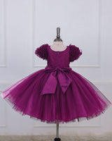 Purple Embroidery Sequenece Simple Gown