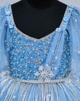 Sky Blue Gown in Snow Flake Theme with Intricate Handworks