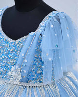 Sky Blue Gown in Snow Flake Theme with Intricate Handworks