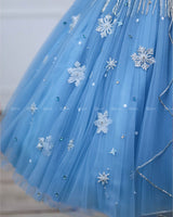 Sky Blue Gown in Snow Flake Theme with Intricate Handworks