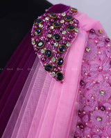 Purple and Pink Gown with Draped Duppatta