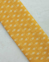 White Floral Printed Yellow Cotton Fabric