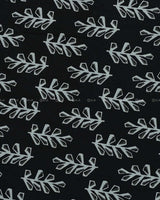 Leaf Printed Black Cotton Fabric