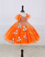 Orange Gown with Intricate Handworks
