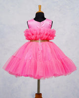 Dark Baby Pink Tulle Frill Frock