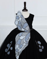 Black Gown with Handcrafted Butterfly Wings