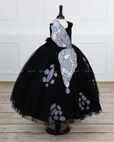 Black Gown with Handcrafted Butterfly Wings