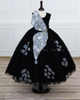 Black Gown with Handcrafted Butterfly Wings
