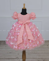 Cotton Candy Frock with Puff sleeve Intricate Handwork