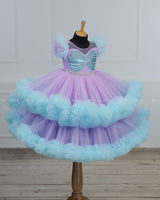 A Double-Layered Gown in Blue and Lavender