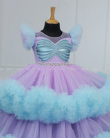 A Double-Layered Gown in Blue and Lavender