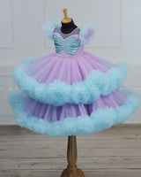 A Double-Layered Gown in Blue and Lavender