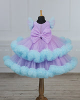 A Double-Layered Gown in Blue and Lavender