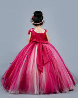 Peach and burgundy colour shade tutu flower frock