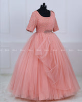 Cotton Candy Gown with Draped Dupatta