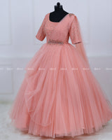 Cotton Candy Gown with Draped Dupatta