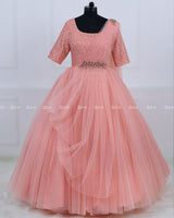 Cotton Candy Gown with Draped Dupatta