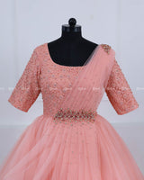 Cotton Candy Gown with Draped Dupatta