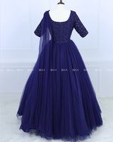 Navy Blue Gown with Draped Duppatta