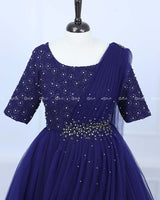 Navy Blue Gown with Draped Duppatta