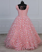Cotton Candy Sleeveless Gown with Intricate Handwork