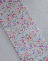 White Cotton Fabric with Floral Print