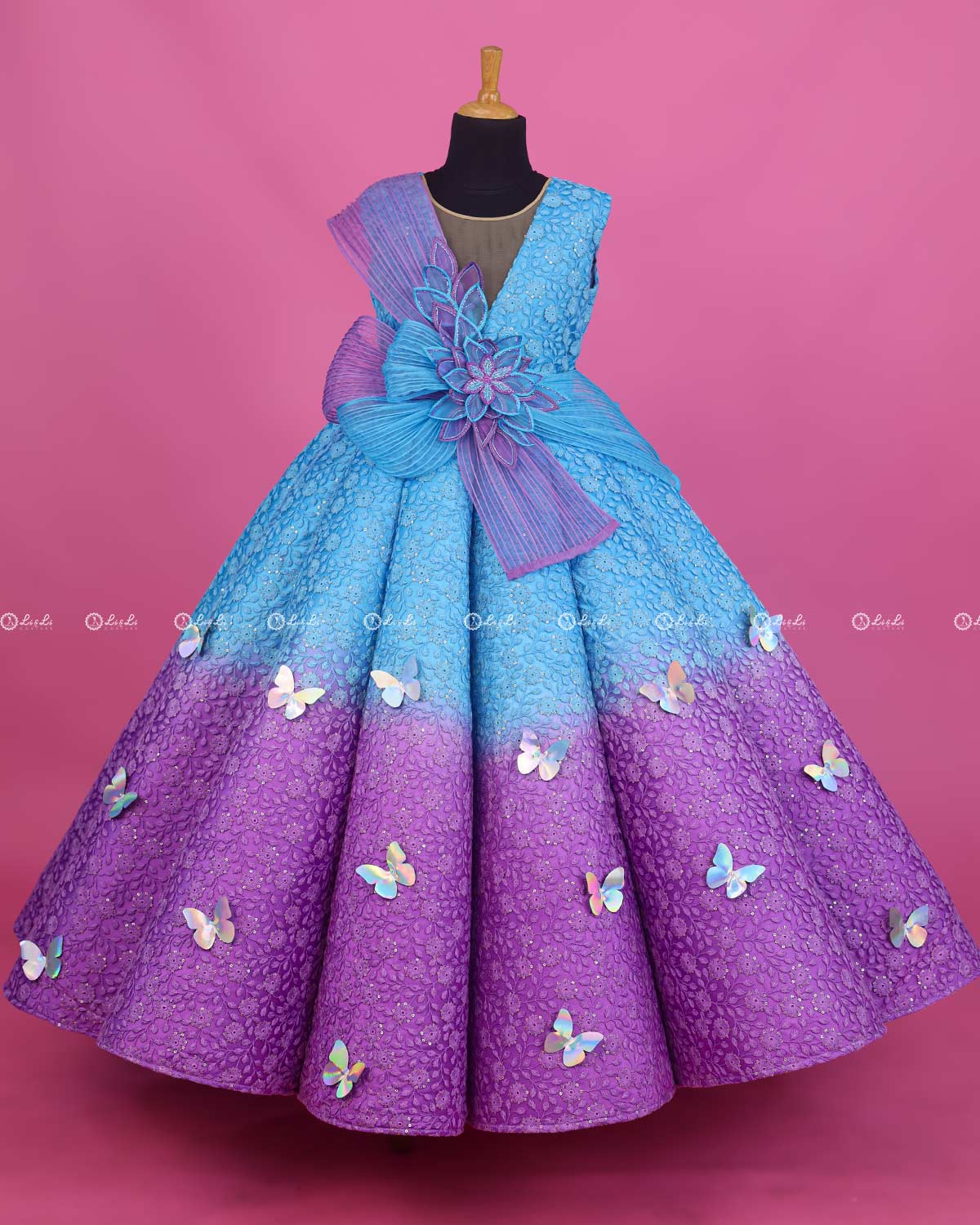 Dark Powder Blue Sequin Gown Online Kids Frilled Party Wear Online dark-powder-blue-sequin-gown-online-kids-frilled-party-wear-online