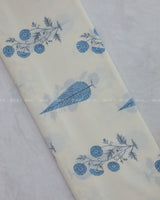 White Cotton Fabric with Floral Print