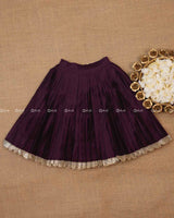 Plum Color Skirt With Embroidery Material Top-C