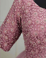 Dusty Lilac Gown with Draped Duppatta