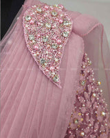 Dusty Lilac Gown with Draped Duppatta