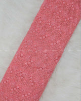 Coral Floral Embroidered Net