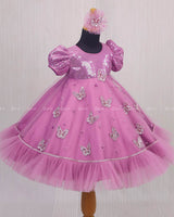 Onion Pink Dress with Sequence Yoke