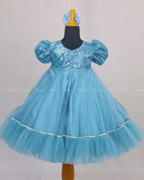 Baby Blue Dress with Sequence Yoke